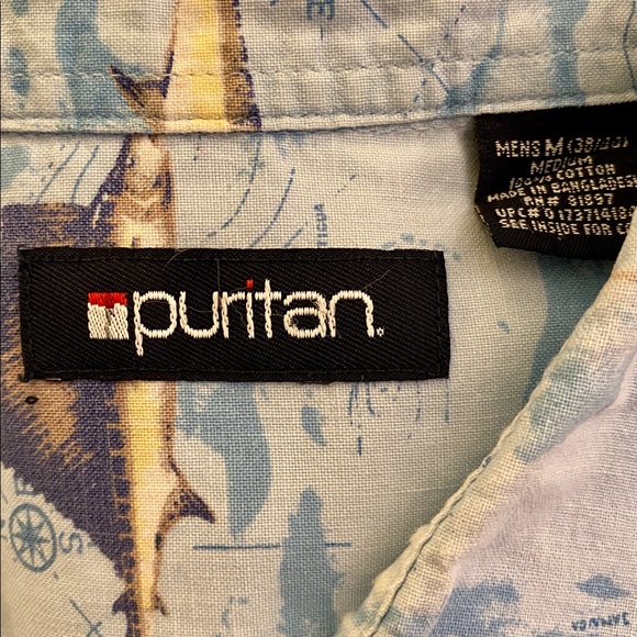 Puritan Vintage All Cotton Fishes Button-Up Men’s Shirt! Super Groovy! - Picture 4 of 4